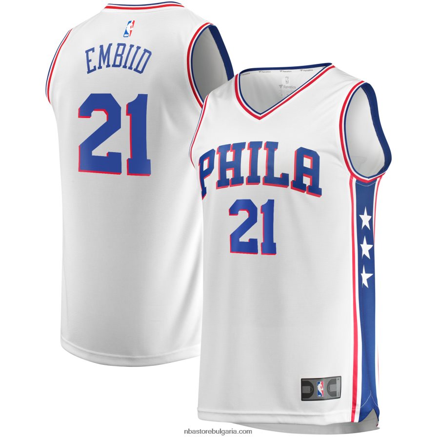 NBA JZ8F02109 philadelphia 76ers joel embiid бяла реплика на фланелка