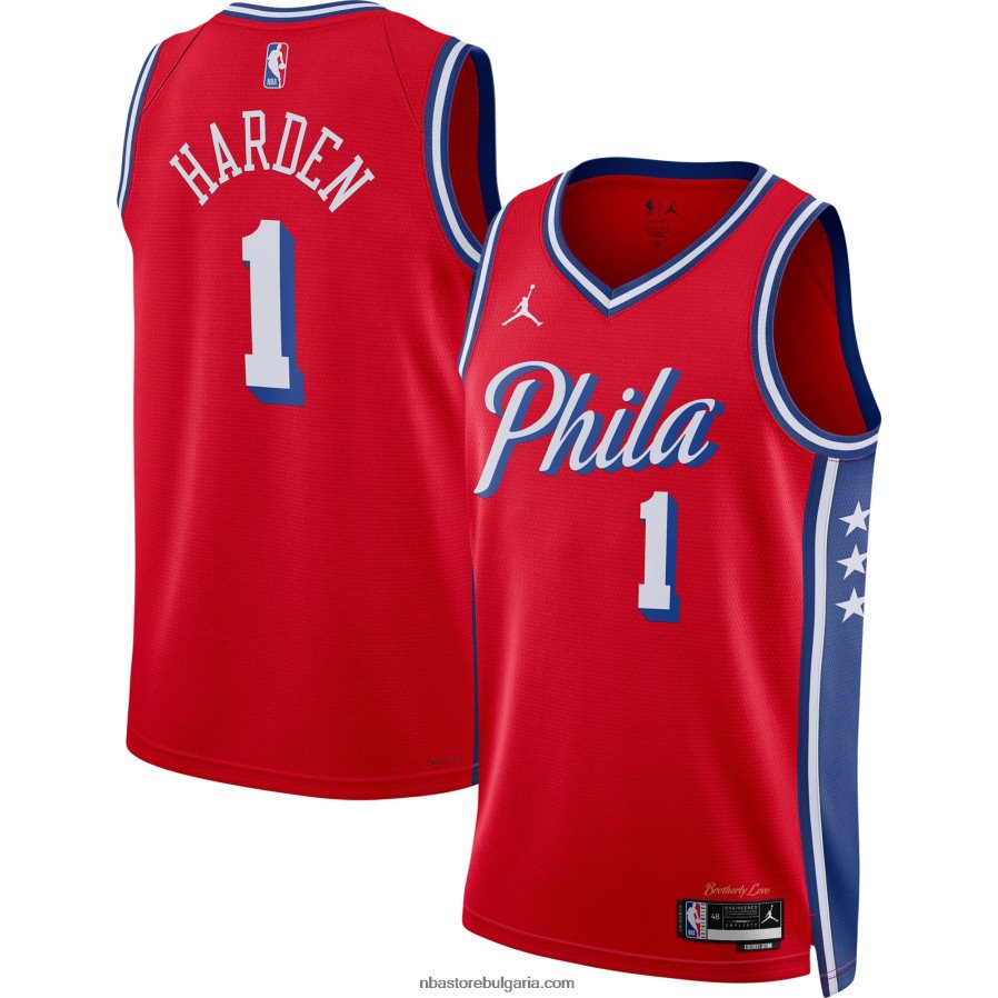 NBA JZ8F02115 philadelphia 76ers james harden jordan марка червена фланелка swingman