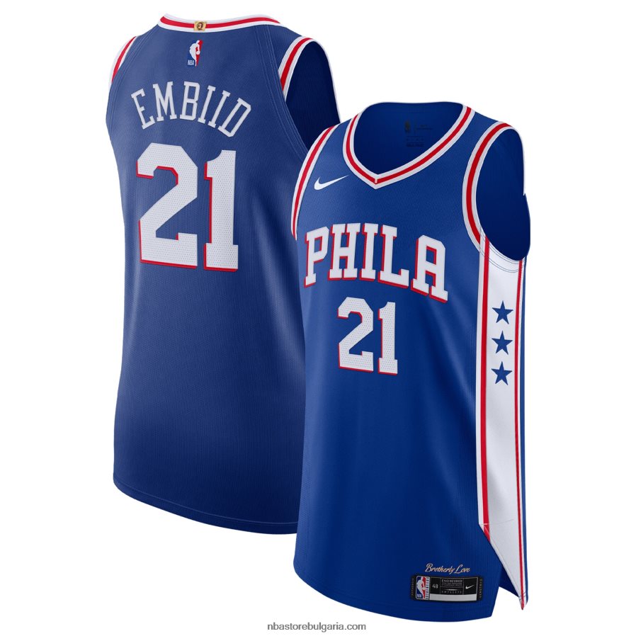 NBA JZ8F02126 philadelphia 76ers joel embiid nike royal автентична фланелка на играч