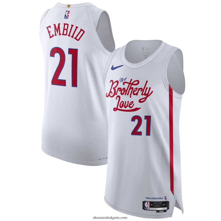 NBA JZ8F021477 philadelphia 76ers joel embiid nike бяла автентична фланелка