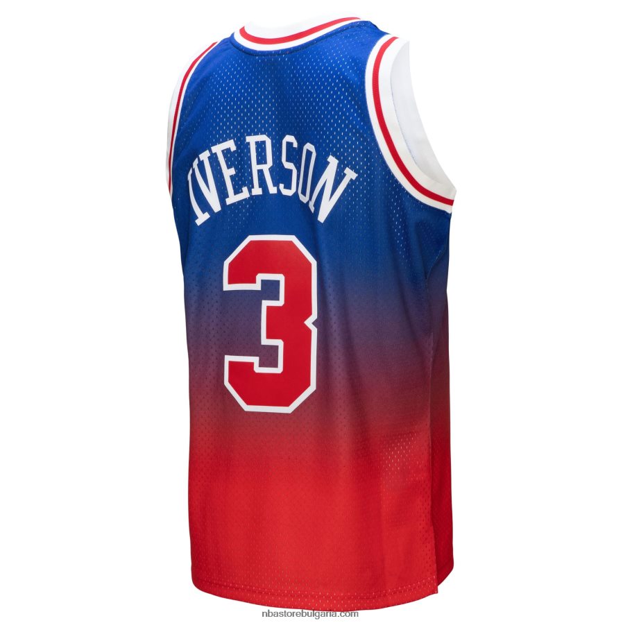 NBA JZ8F021508 philadelphia 76ers allen iverson red/royal hardwood classics fadeaway swingman фланелка