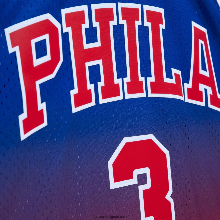NBA JZ8F021508 philadelphia 76ers allen iverson red/royal hardwood classics fadeaway swingman фланелка