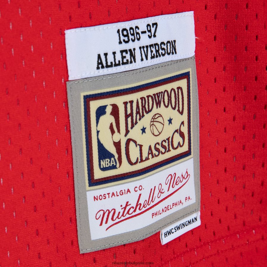 NBA JZ8F021508 philadelphia 76ers allen iverson red/royal hardwood classics fadeaway swingman фланелка