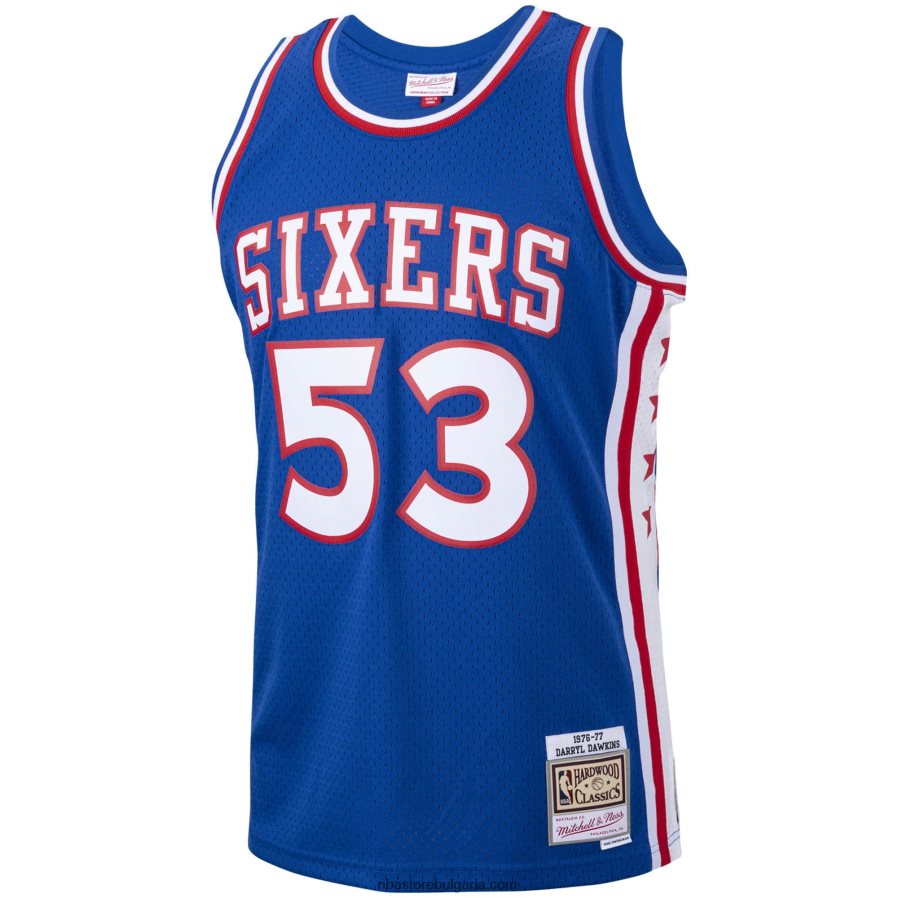 NBA JZ8F021587 philadelphia 76ers darryl dowkins mitchell & ness royal hardwood classics swingman player фланелка