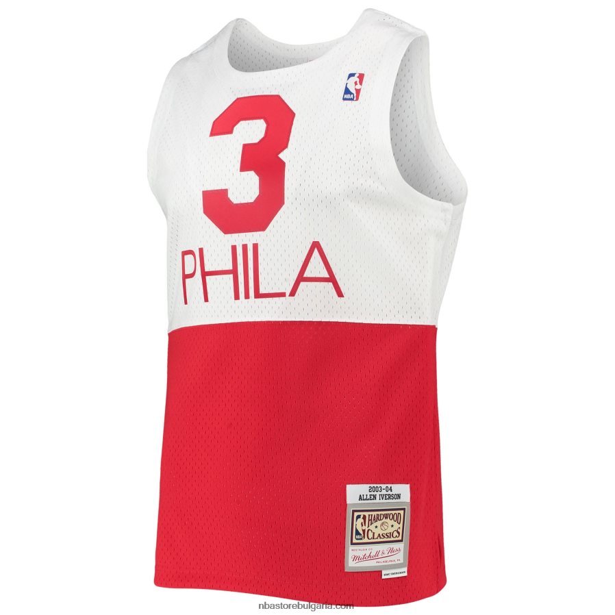 NBA JZ8F021598 philadelphia 76ers allen iverson mitchell & ness white hardwood classics swingman фланелка