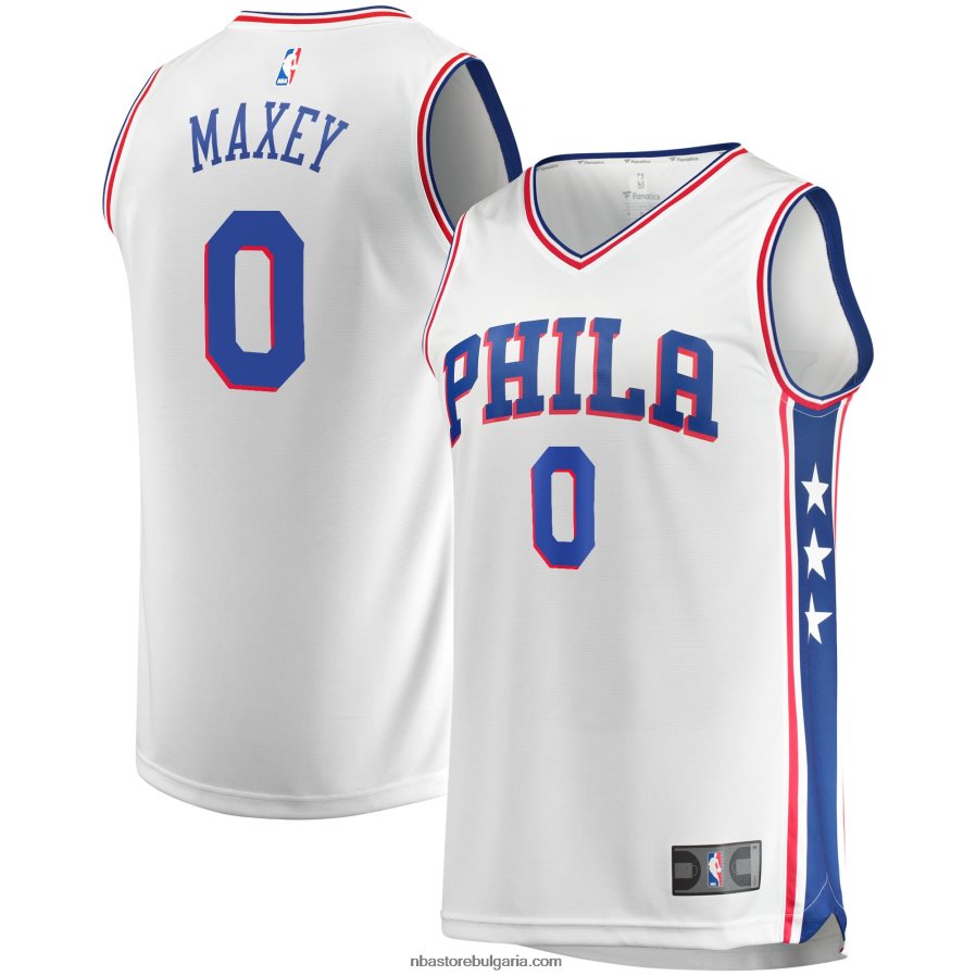 NBA JZ8F021749 philadelphia 76ers tyrese maxey white fast break реплика на фланелка