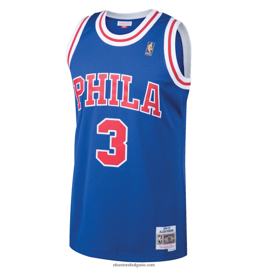 NBA JZ8F022052 philadelphia 76ers allen iverson mitchell & ness royal hardwood classics swingman фланелка
