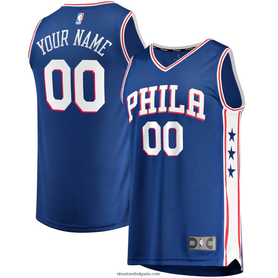 NBA JZ8F02288 philadelphia 76ers royal fast break персонализирана реплика на фланелка