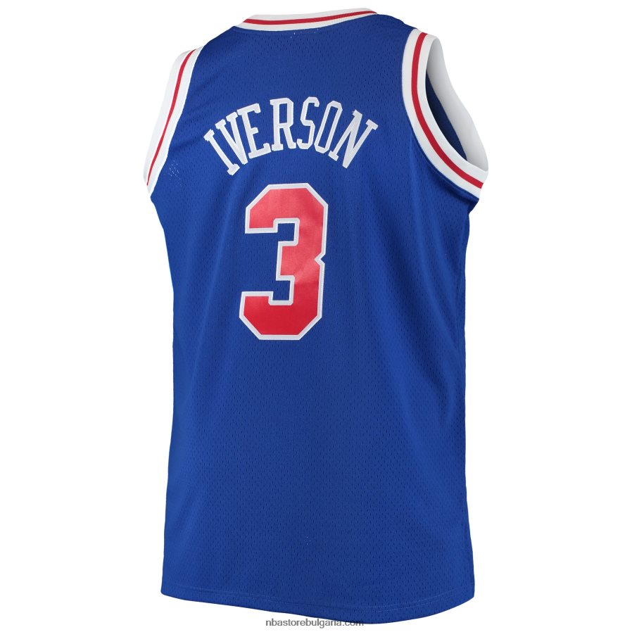 NBA JZ8F022941 philadelphia 76ers allen iverson mitchell & ness royal big & tall hardwood classics swingman фланелка