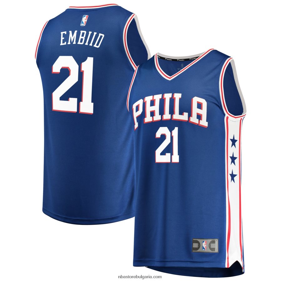 NBA JZ8F0251 philadelphia 76ers joel embiid royal fast break реплика на екип цвят играч фланелка
