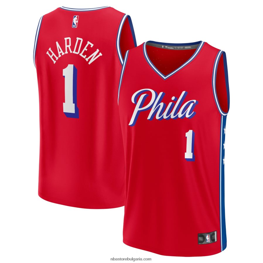NBA JZ8F02537 philadelphia 76ers james harden red fast break replica фланелка на играч