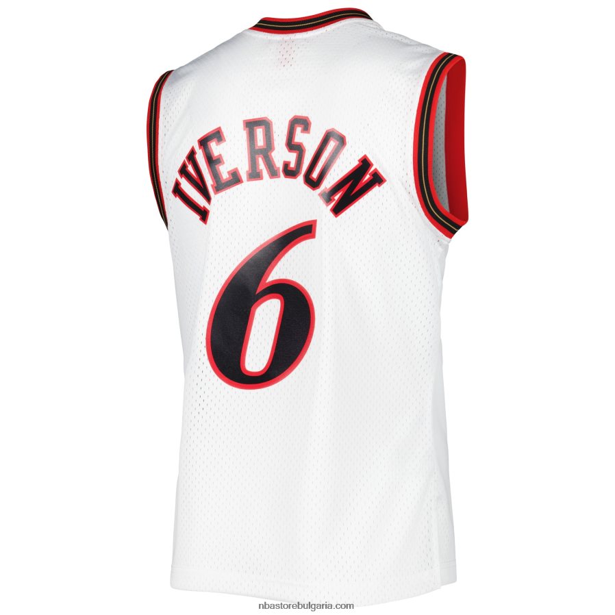 NBA JZ8F02539 philadelphia 76ers allen iverson mitchell & ness white hardwood classics 2002 swingman фланелка