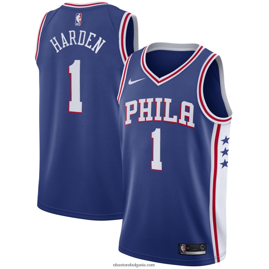 NBA JZ8F0258 фланелка philadelphia 76ers james harden nike royal swingman