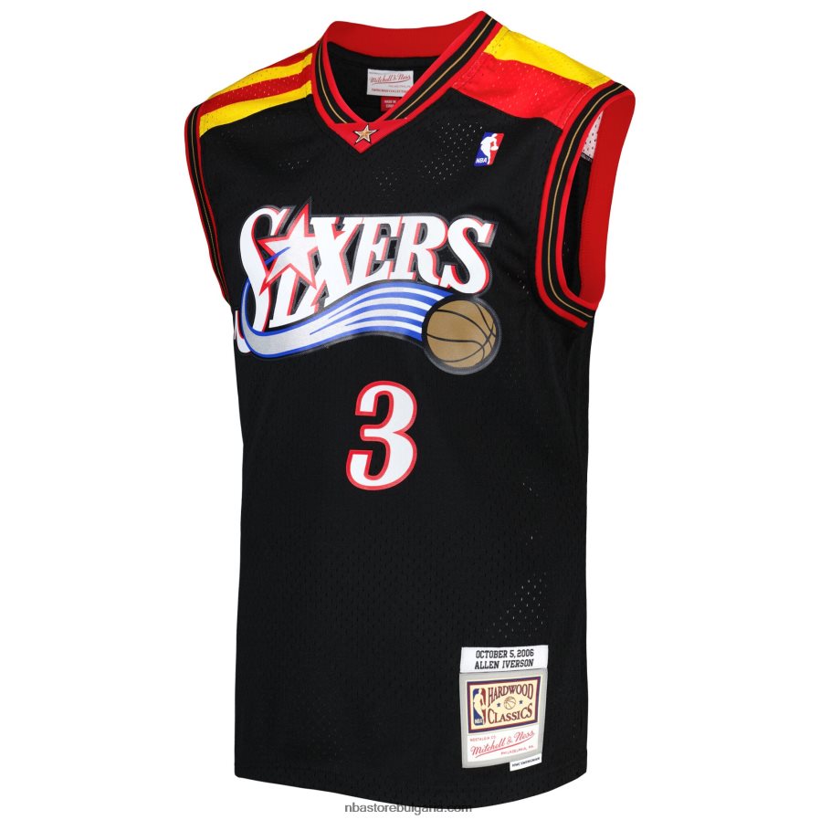 NBA JZ8F025962 philadelphia 76ers allen iverson mitchell & ness black hardwood classics swingman фланелка