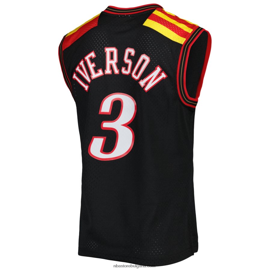 NBA JZ8F025962 philadelphia 76ers allen iverson mitchell & ness black hardwood classics swingman фланелка