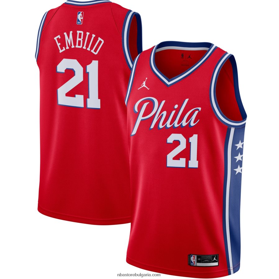 NBA JZ8F026530 philadelphia 76ers joel embiid jordan марка червена фланелка swingman