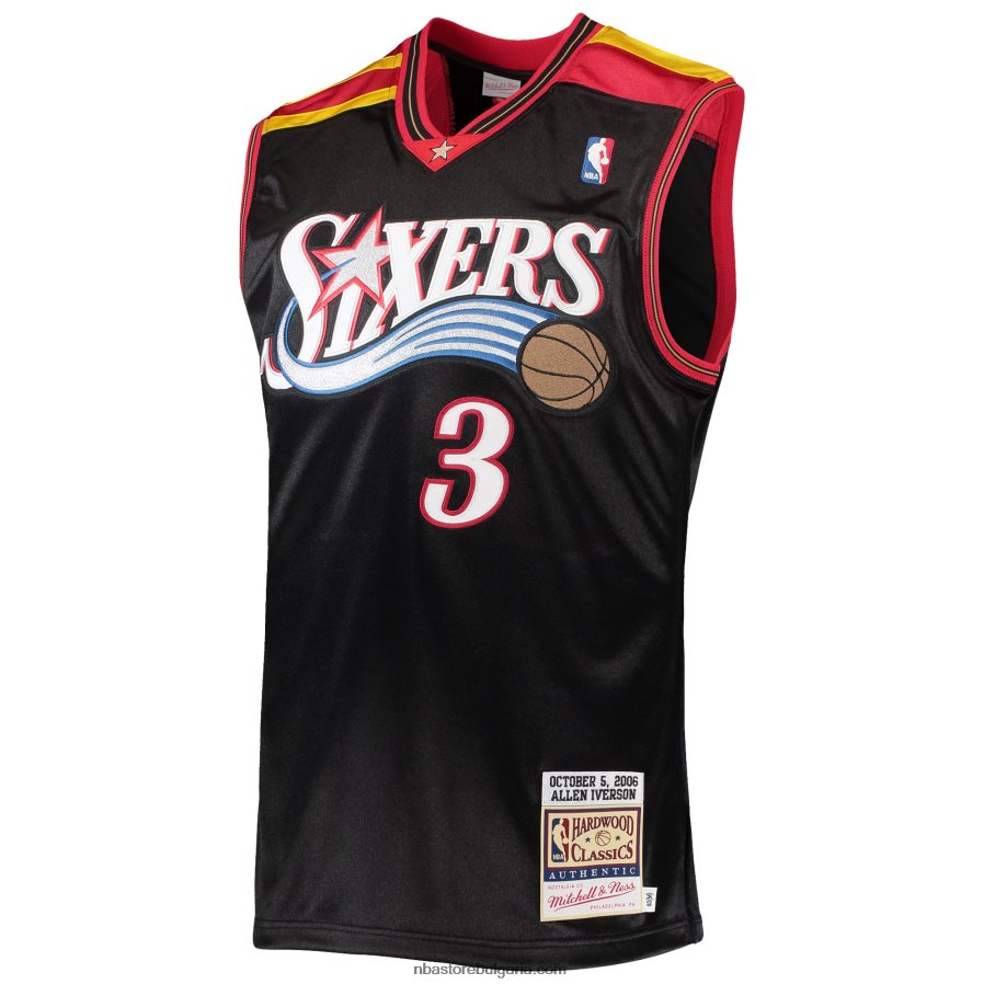 NBA JZ8F026573 philadelphia 76ers allen iverson mitchell & ness black hardwood classics автентична фланелка 2006