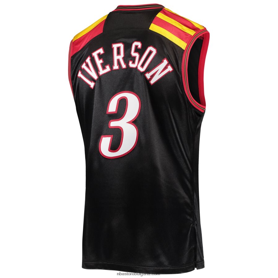 NBA JZ8F026573 philadelphia 76ers allen iverson mitchell & ness black hardwood classics автентична фланелка 2006