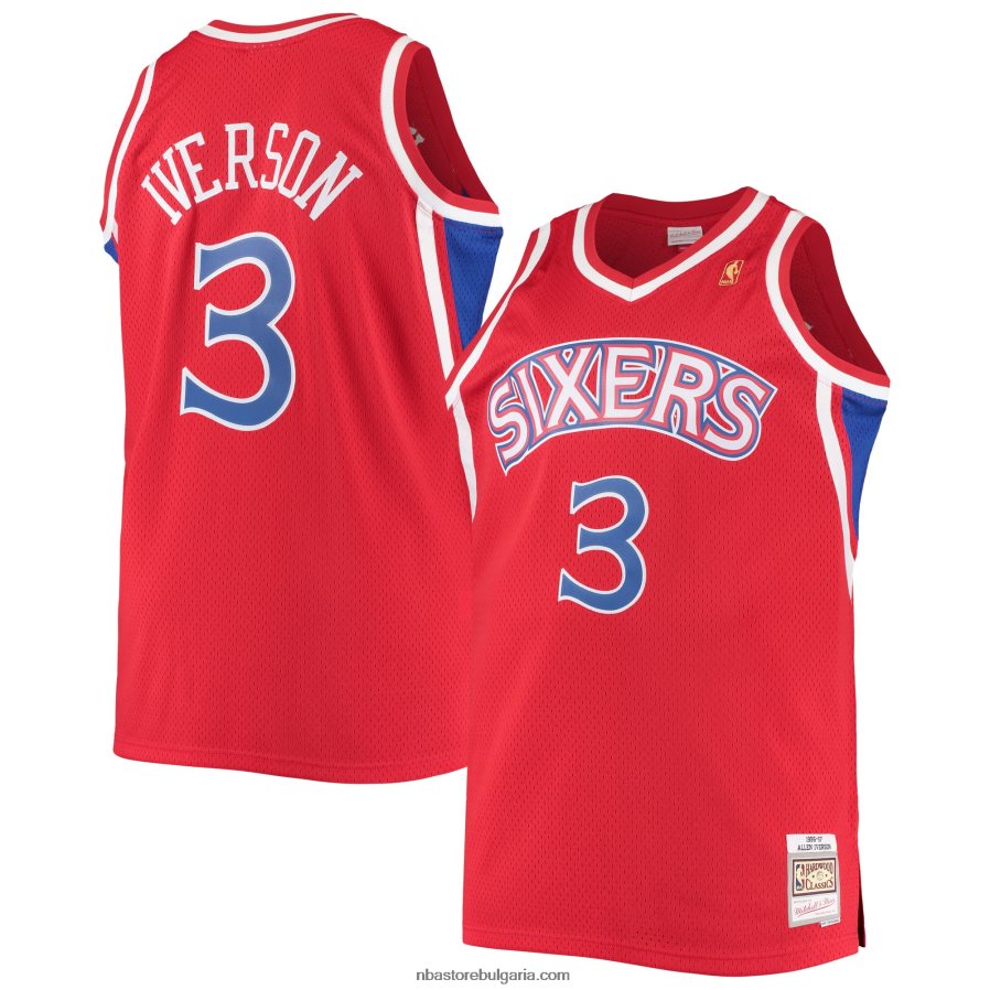 NBA JZ8F026726 philadelphia 76ers allen iverson red big & tall hardwood classics swingman фланелка