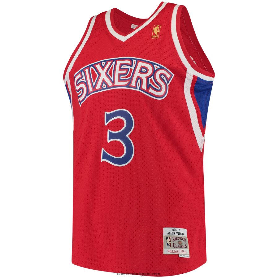 NBA JZ8F0273 philadelphia 76ers allen iverson mitchell & ness red hardwood classics swingman фланелка