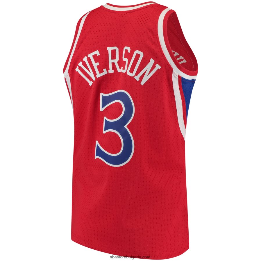 NBA JZ8F0273 philadelphia 76ers allen iverson mitchell & ness red hardwood classics swingman фланелка