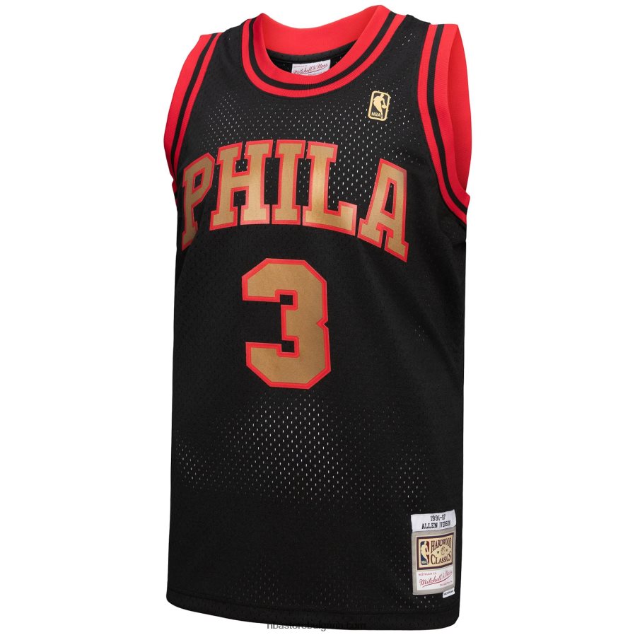 NBA JZ8F027849 philadelphia 76ers allen iverson mitchell & ness black hardwood classics reload 3.0 swingman фланелка