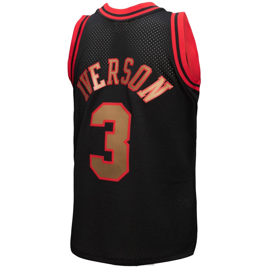 NBA JZ8F027849 philadelphia 76ers allen iverson mitchell & ness black hardwood classics reload 3.0 swingman фланелка