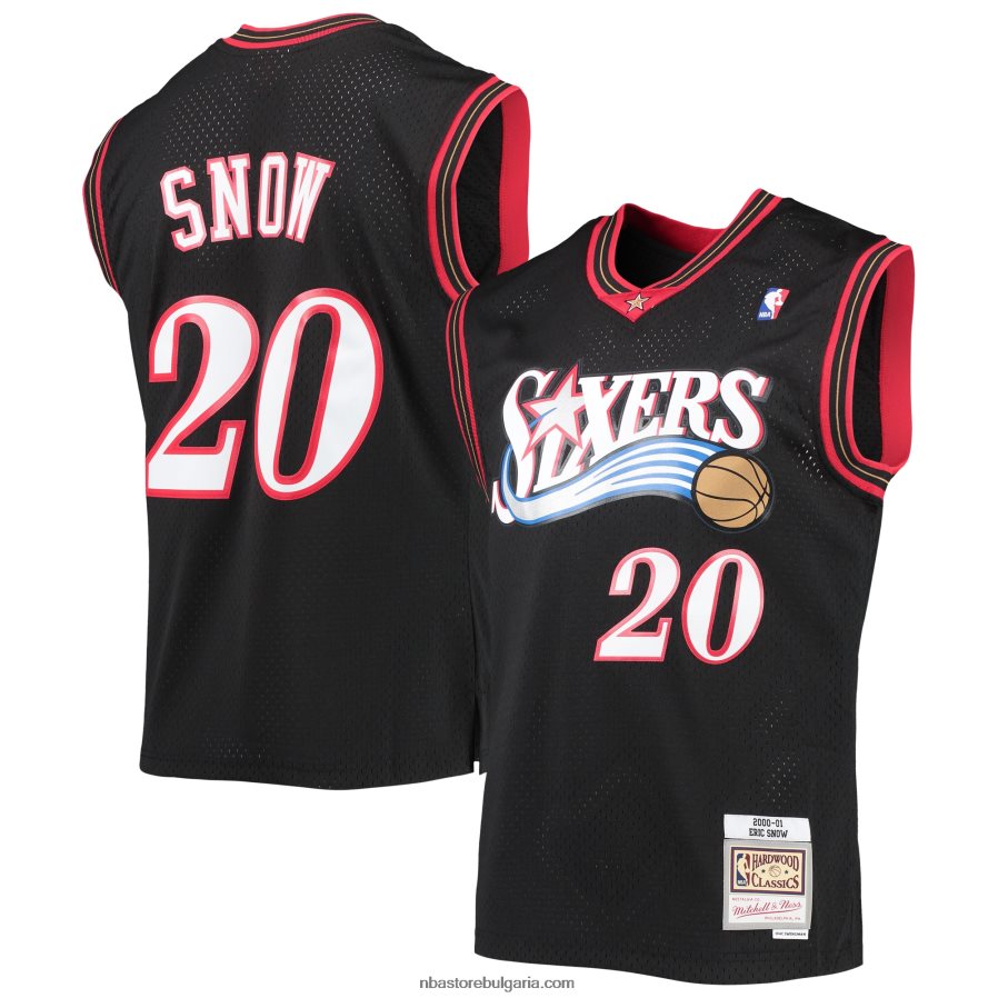 NBA JZ8F027905 philadelphia 76ers eric snow mitchell & ness black hardwood classics swingman фланелка