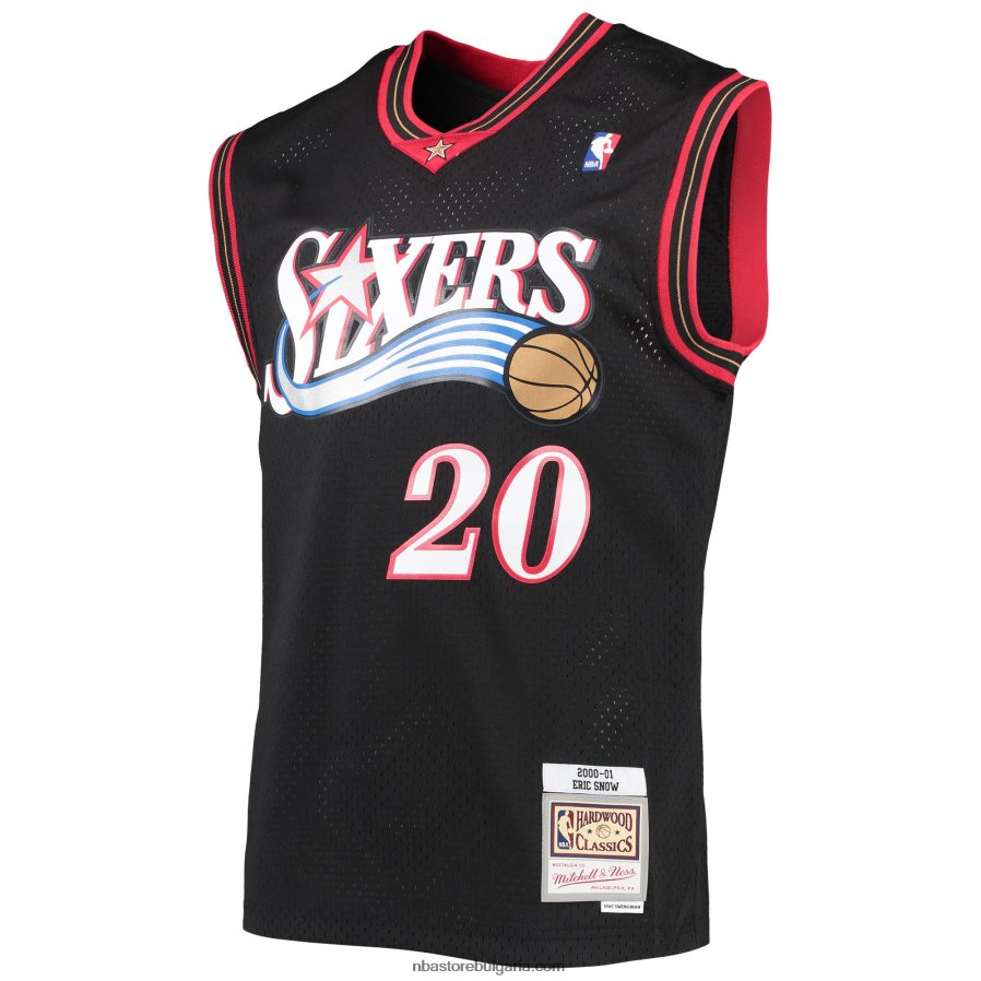 NBA JZ8F027905 philadelphia 76ers eric snow mitchell & ness black hardwood classics swingman фланелка