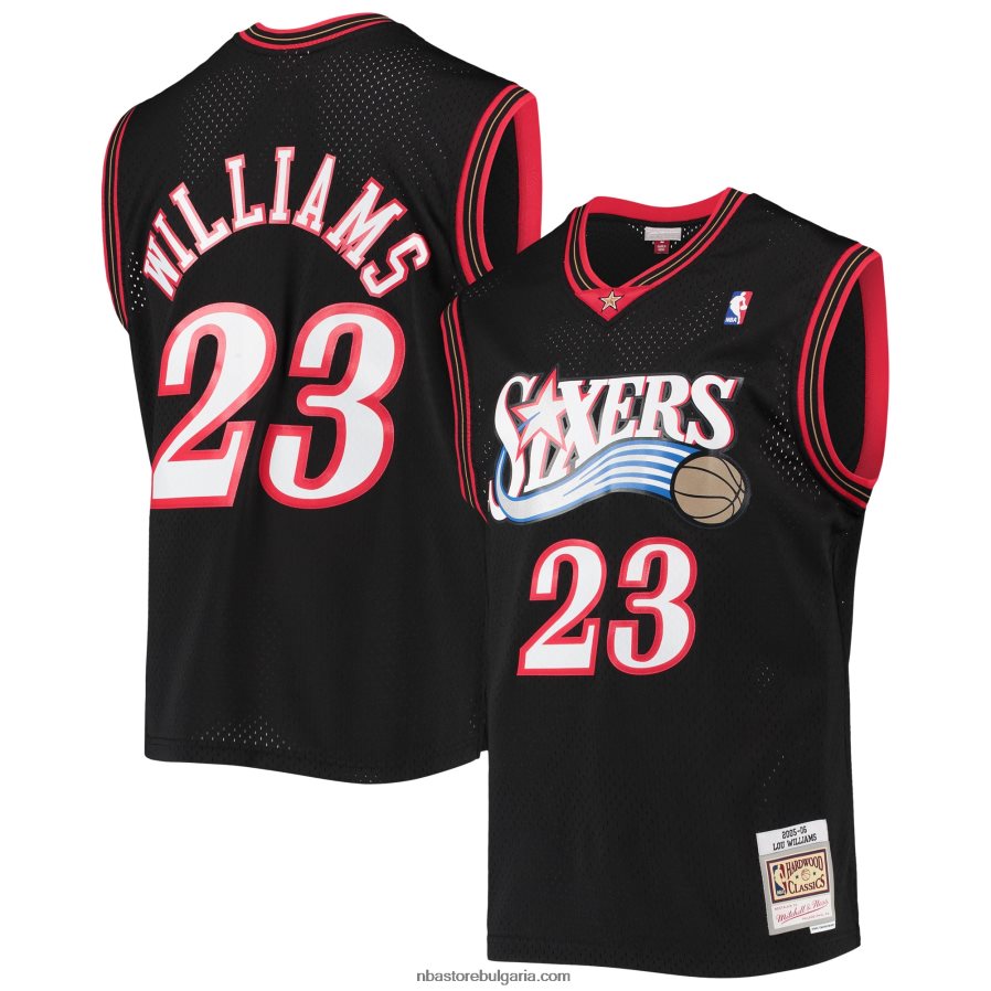 NBA JZ8F027990 philadelphia 76ers lou williams mitchell & ness black hardwood classics swingman фланелка