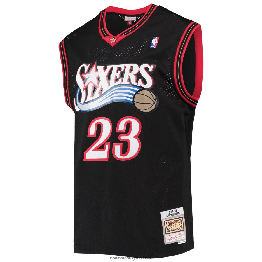 NBA JZ8F027990 philadelphia 76ers lou williams mitchell & ness black hardwood classics swingman фланелка