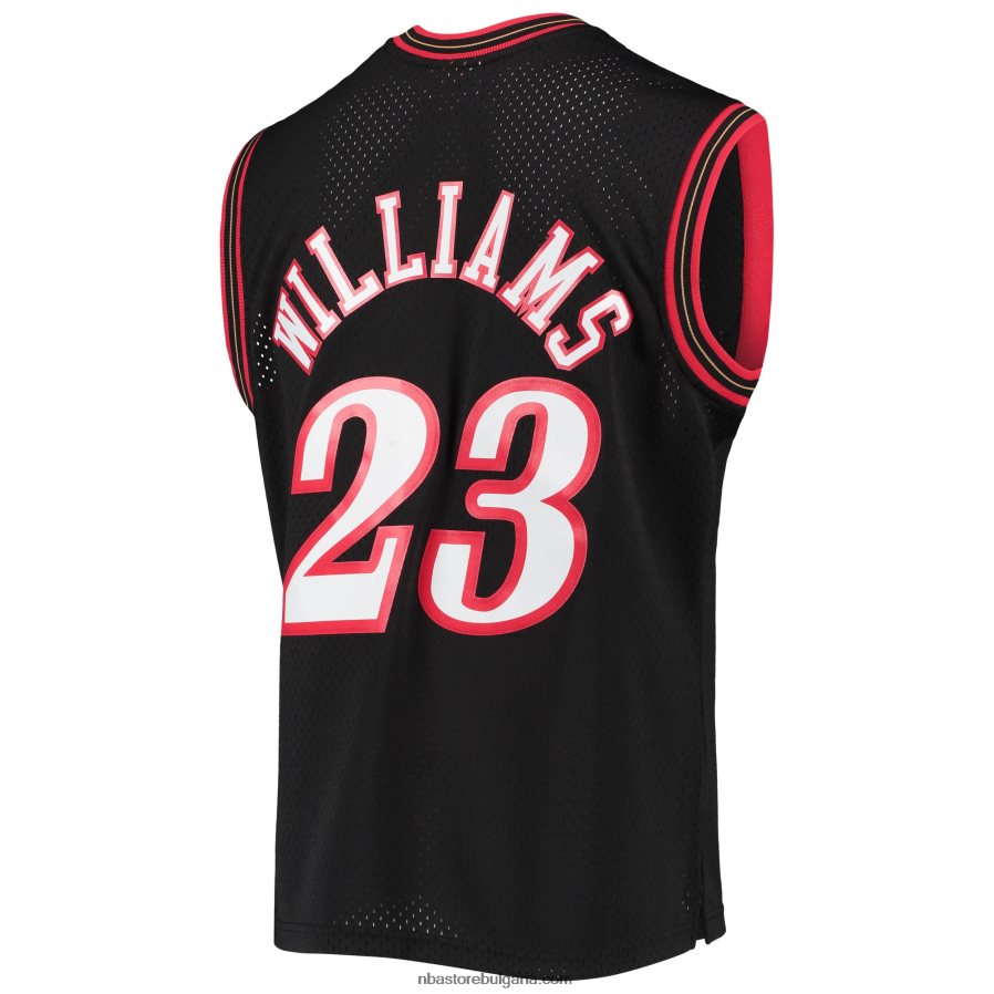 NBA JZ8F027990 philadelphia 76ers lou williams mitchell & ness black hardwood classics swingman фланелка