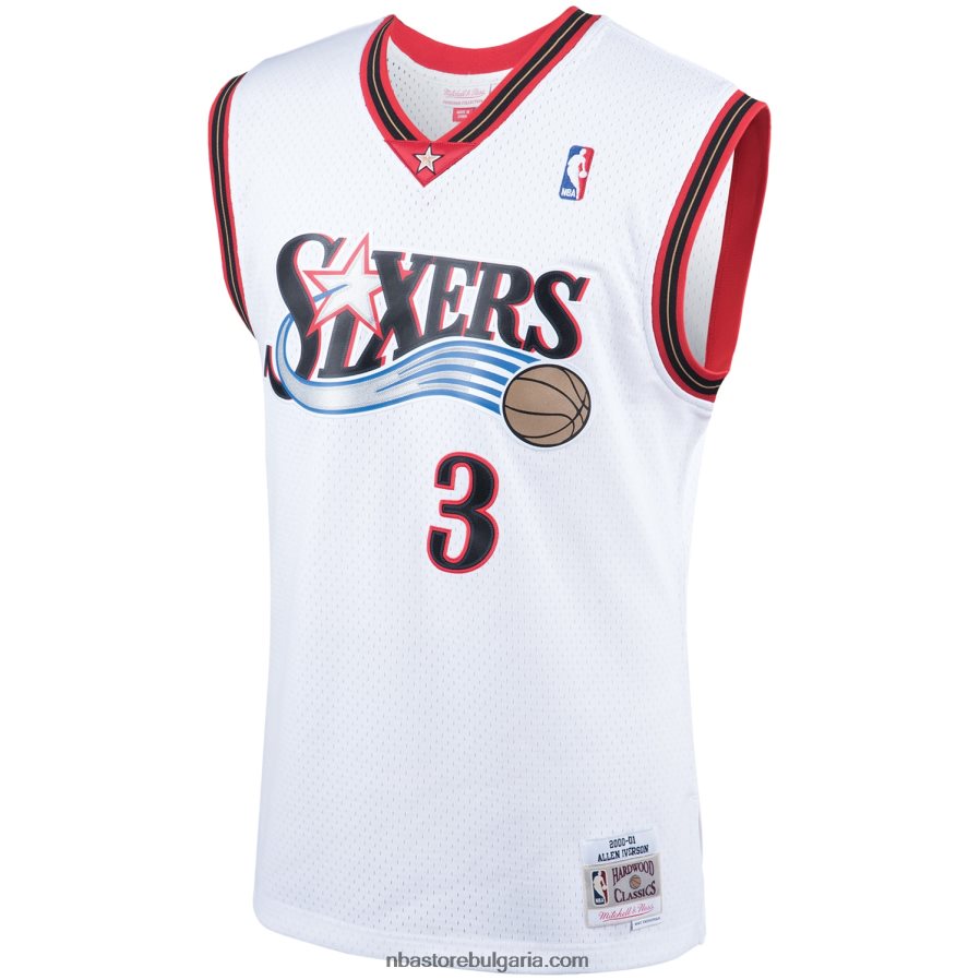 NBA JZ8F0295 philadelphia 76ers allen iverson mitchell & ness white 2000 hardwood classics swingman фланелка