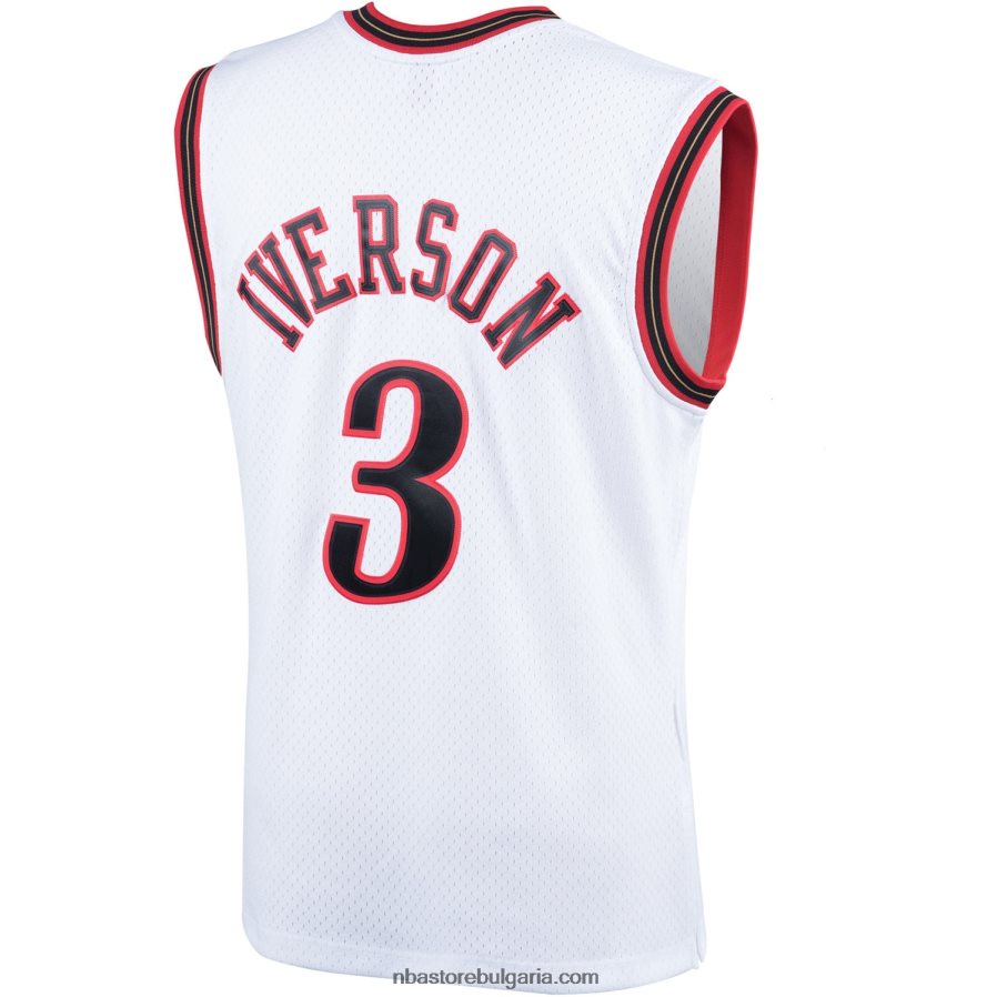 NBA JZ8F0295 philadelphia 76ers allen iverson mitchell & ness white 2000 hardwood classics swingman фланелка