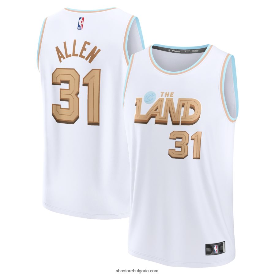 NBA JZ8F02159 Кливланд Кавалиърс Джарет Алън бяла фланелка за бърз пробив