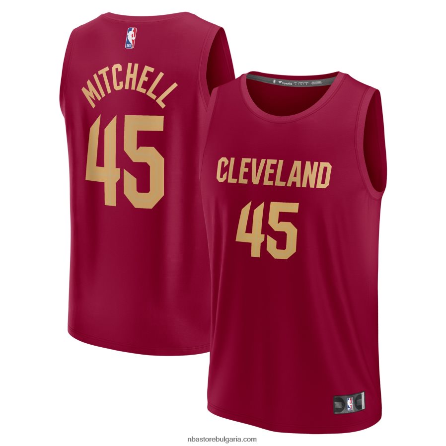 NBA JZ8F022077 Кливланд Кавалиърс Донован Мичъл вино бързо прекъсване реплика фланелка