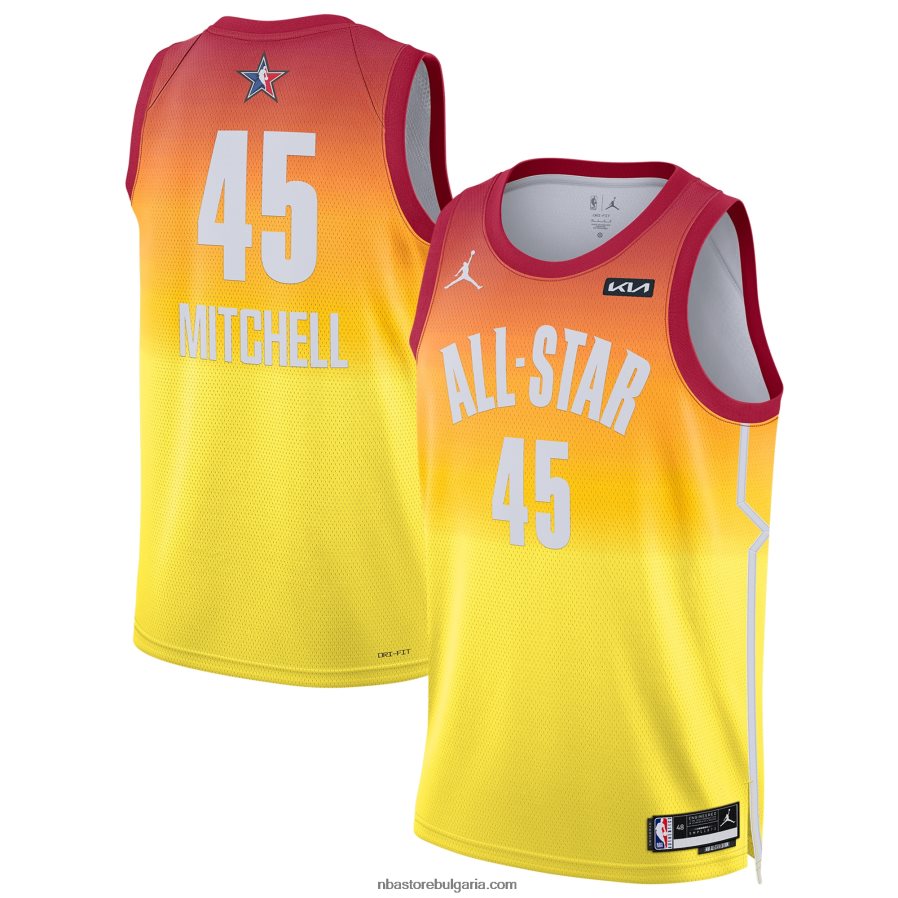 NBA JZ8F026268 Донован Мичъл Марка Джордан оранжева фланелка за игра на звезди