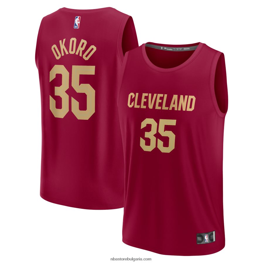 NBA JZ8F027497 cleveland cavaliers isaac okoro wine fast break реплика на фланелка