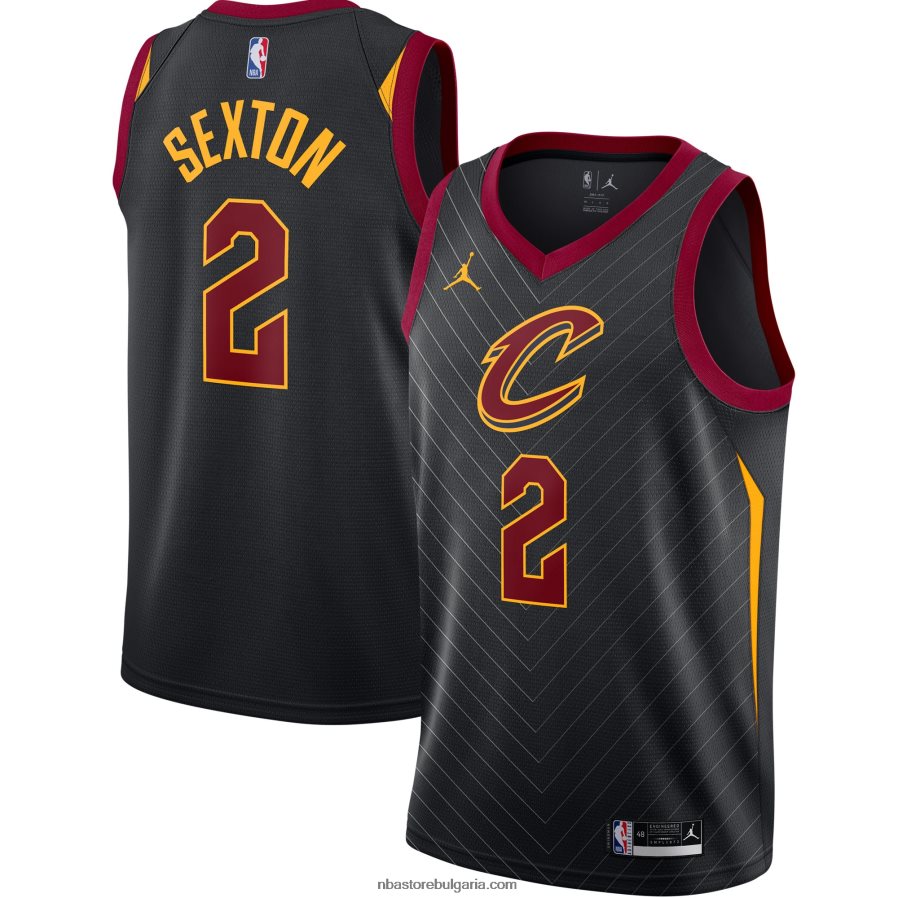 NBA JZ8F027738 Кливланд Кавалиърс Колин Секстън Джордън марка черна суингмен фланелка