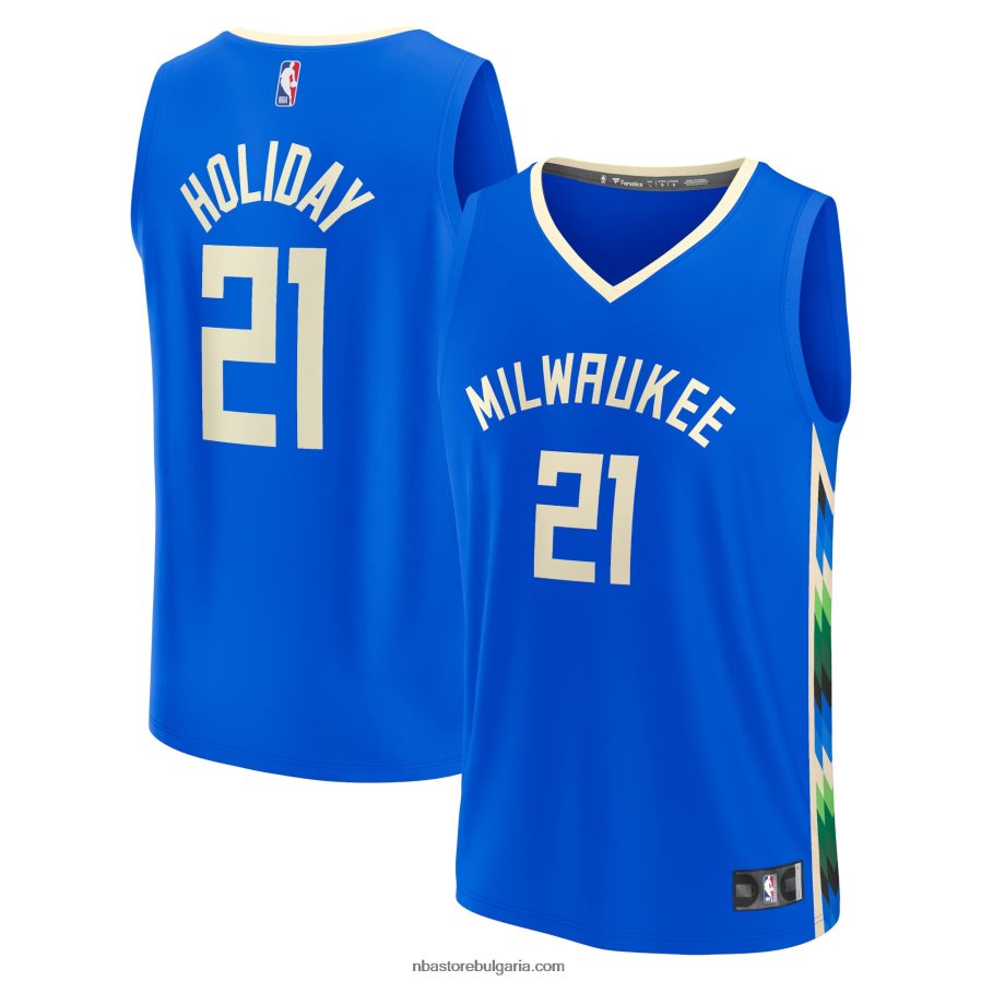 NBA JZ8F021385 милуоки бъкс jrue празнична фланелка кралски фастбрейк