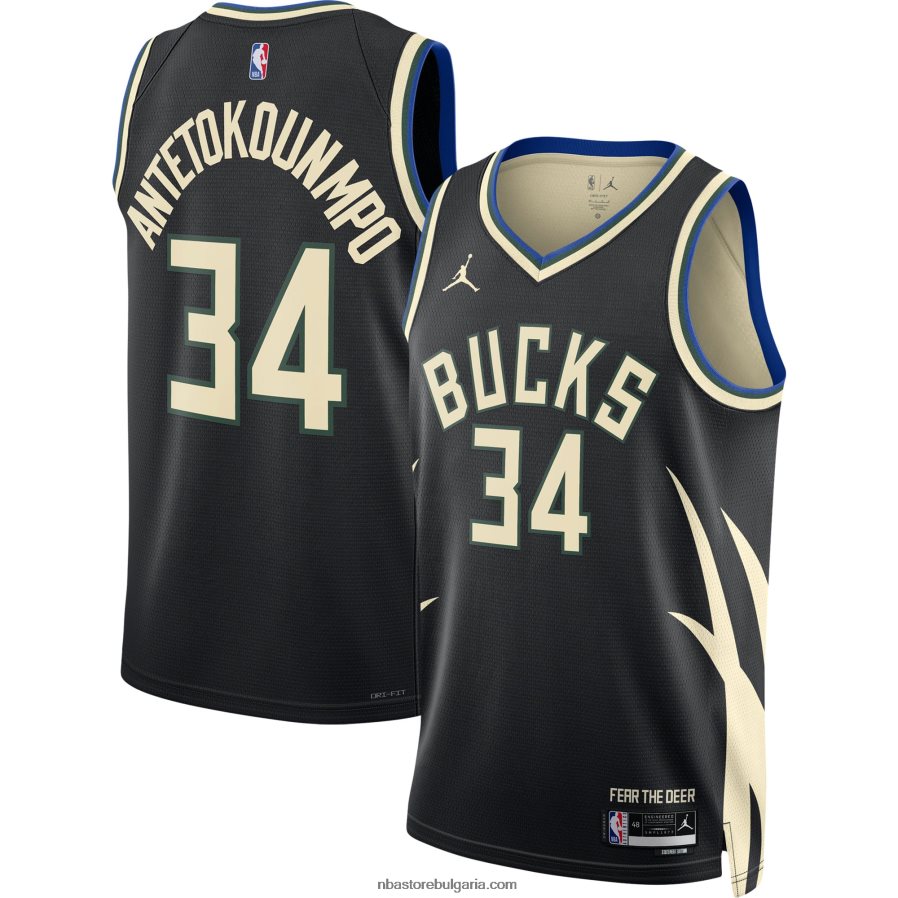 NBA JZ8F0215 milwaukee bucks janis antetokounmpo jordan black swingman фланелка