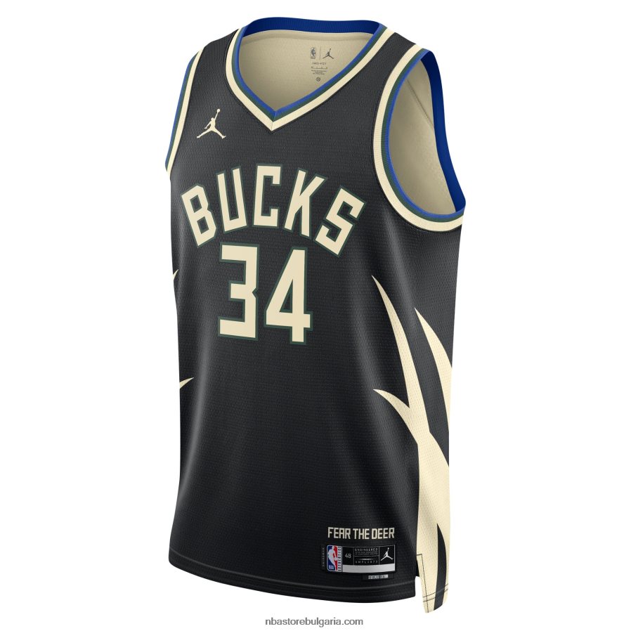 NBA JZ8F0215 milwaukee bucks janis antetokounmpo jordan black swingman фланелка
