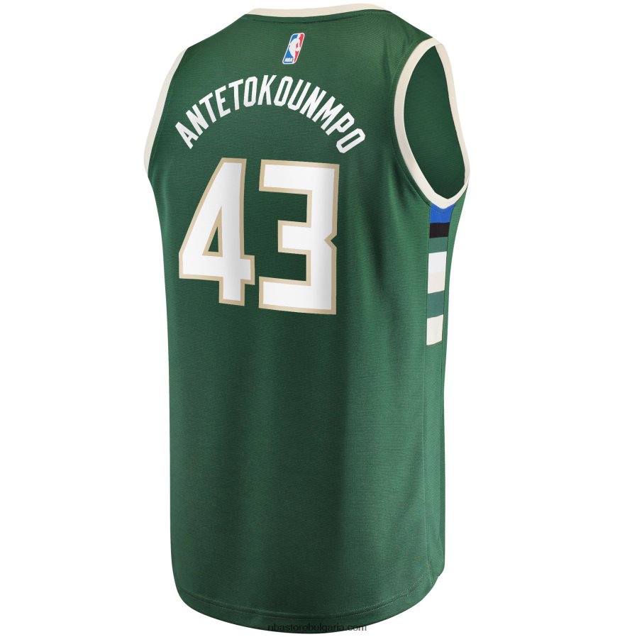 NBA JZ8F021948 Milwaukee Bucks Thanasis Antetokounmpo Hunter Green Fast Break реплика на фланелка на играч