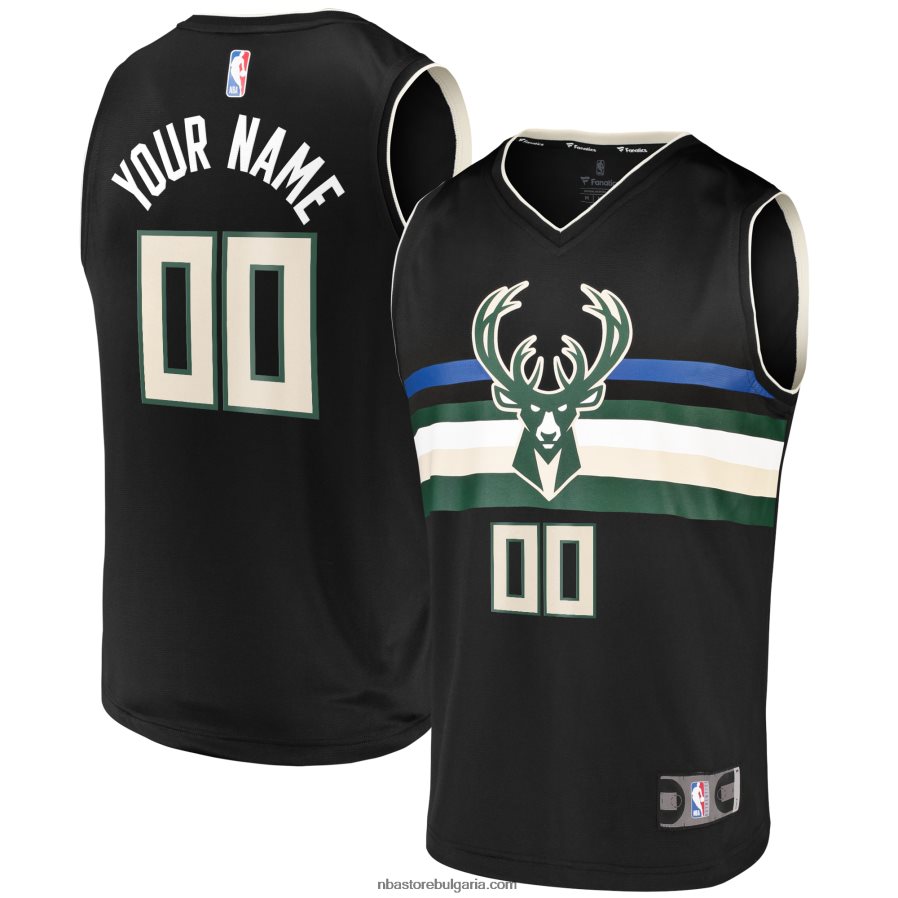 NBA JZ8F02207 milwaukee bucks black fast break реплика по поръчка фланелка