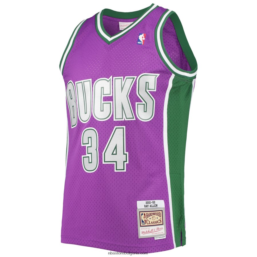 NBA JZ8F023266 milwaukee bucks ray allen mitchell & ness purple hardwood classics swingman фланелка