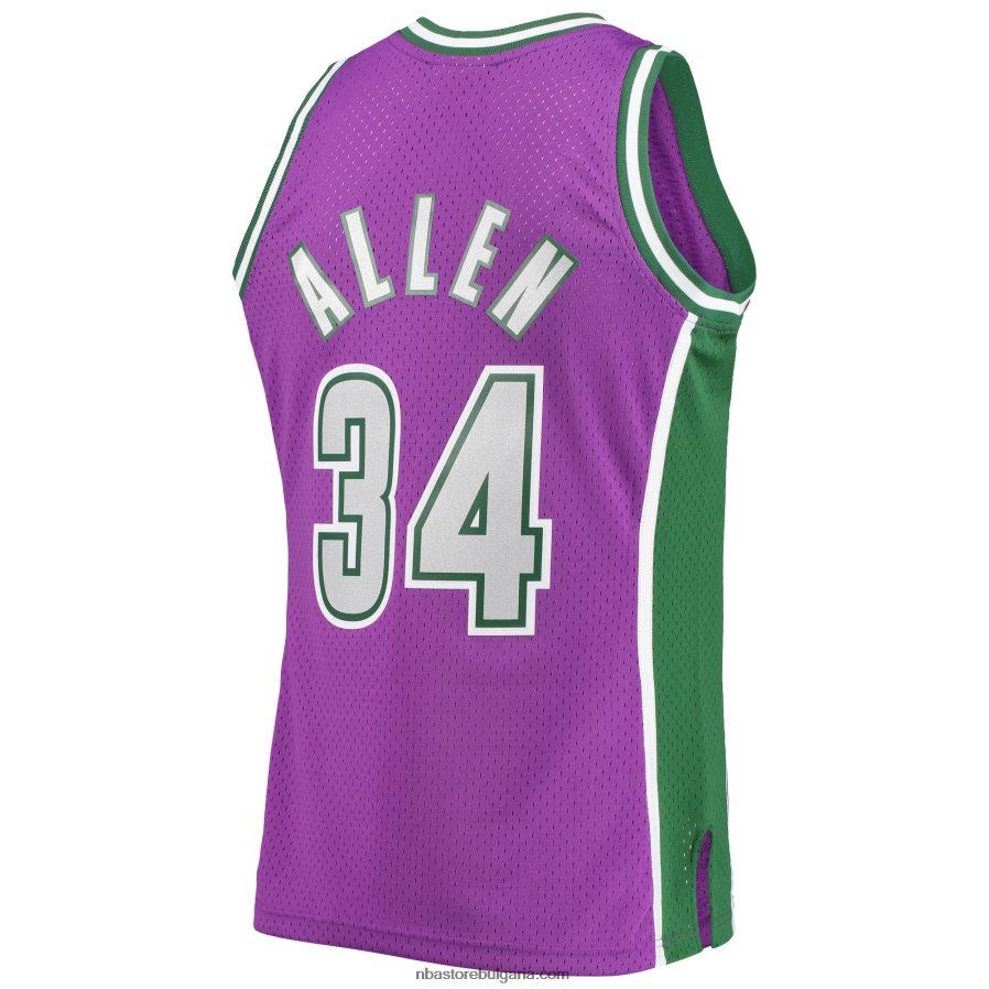 NBA JZ8F023266 milwaukee bucks ray allen mitchell & ness purple hardwood classics swingman фланелка
