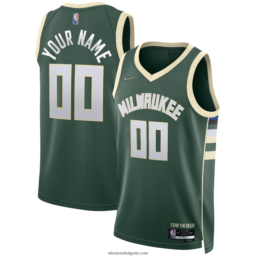 NBA JZ8F025308 milwaukee bucks nike hunter green diamond swingman фланелка по поръчка