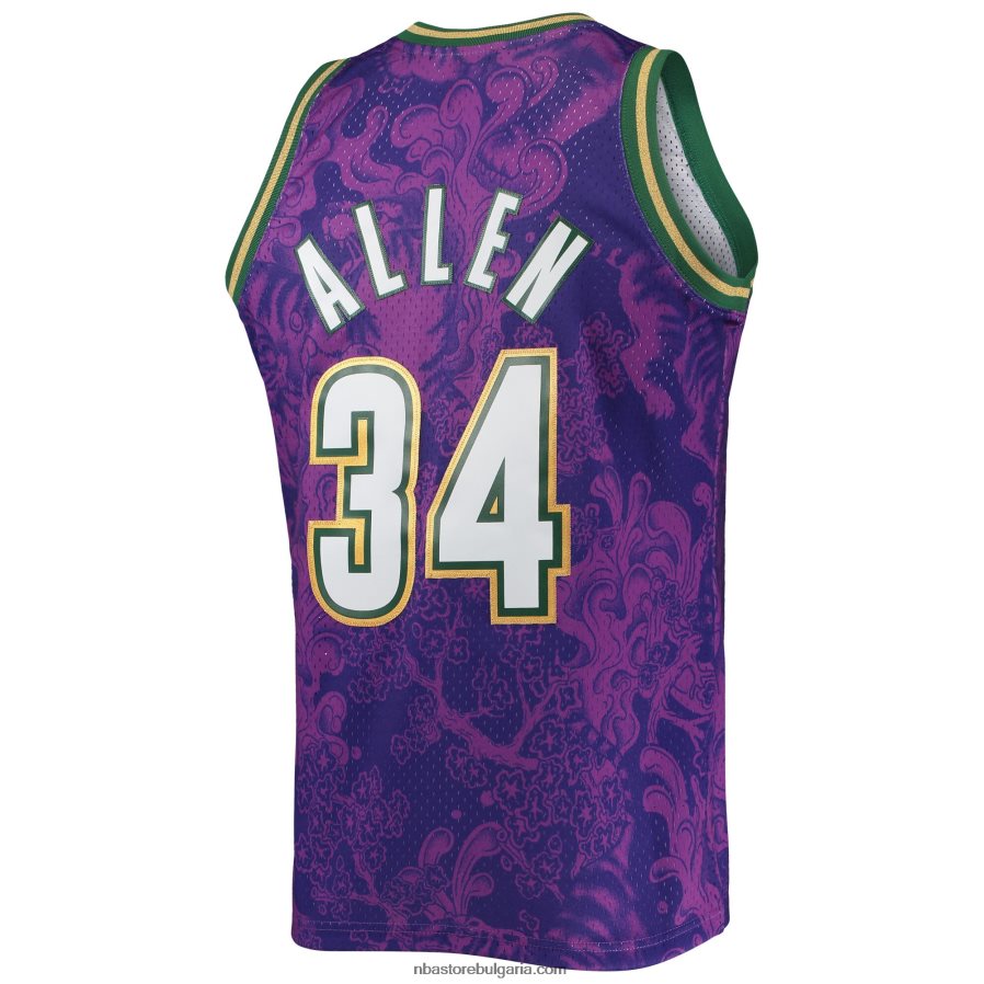 NBA JZ8F026515 milwaukee bucks ray allen mitchell & ness purple hardwood classics лунна нова година swingman фланелка