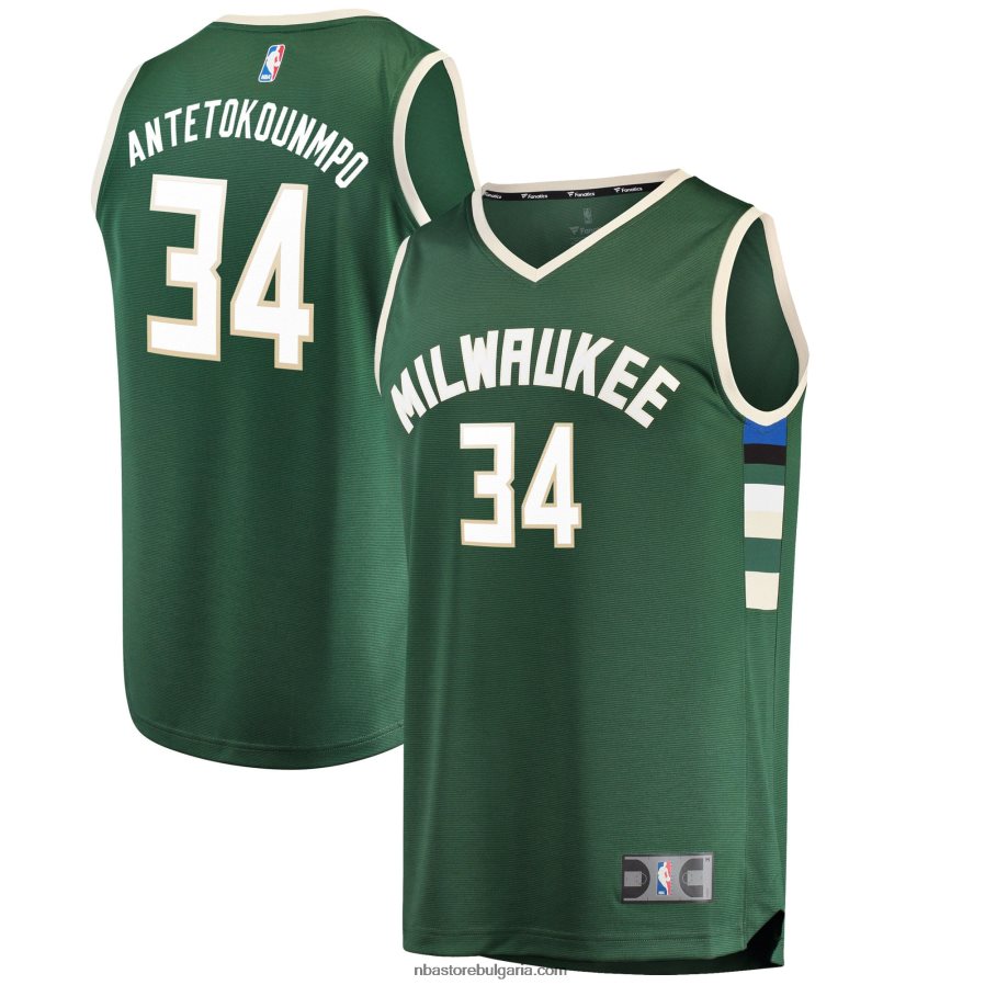 NBA JZ8F026570 Милуоки Бъкс Антетокумпо зелена фланелка за реплика на играч за бърз брейк