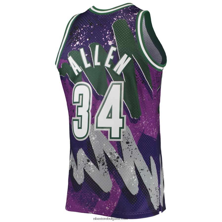 NBA JZ8F027068 milwaukee bucks ray allen mitchell & ness purple hardwood classics hyper hoops swingman фланелка